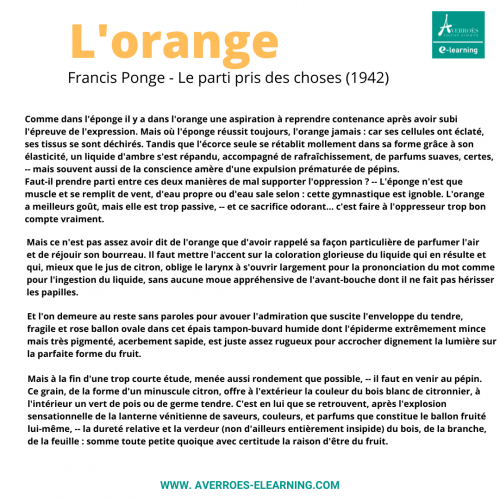 Poésie de Francis Ponge, sujet de commentaire composé