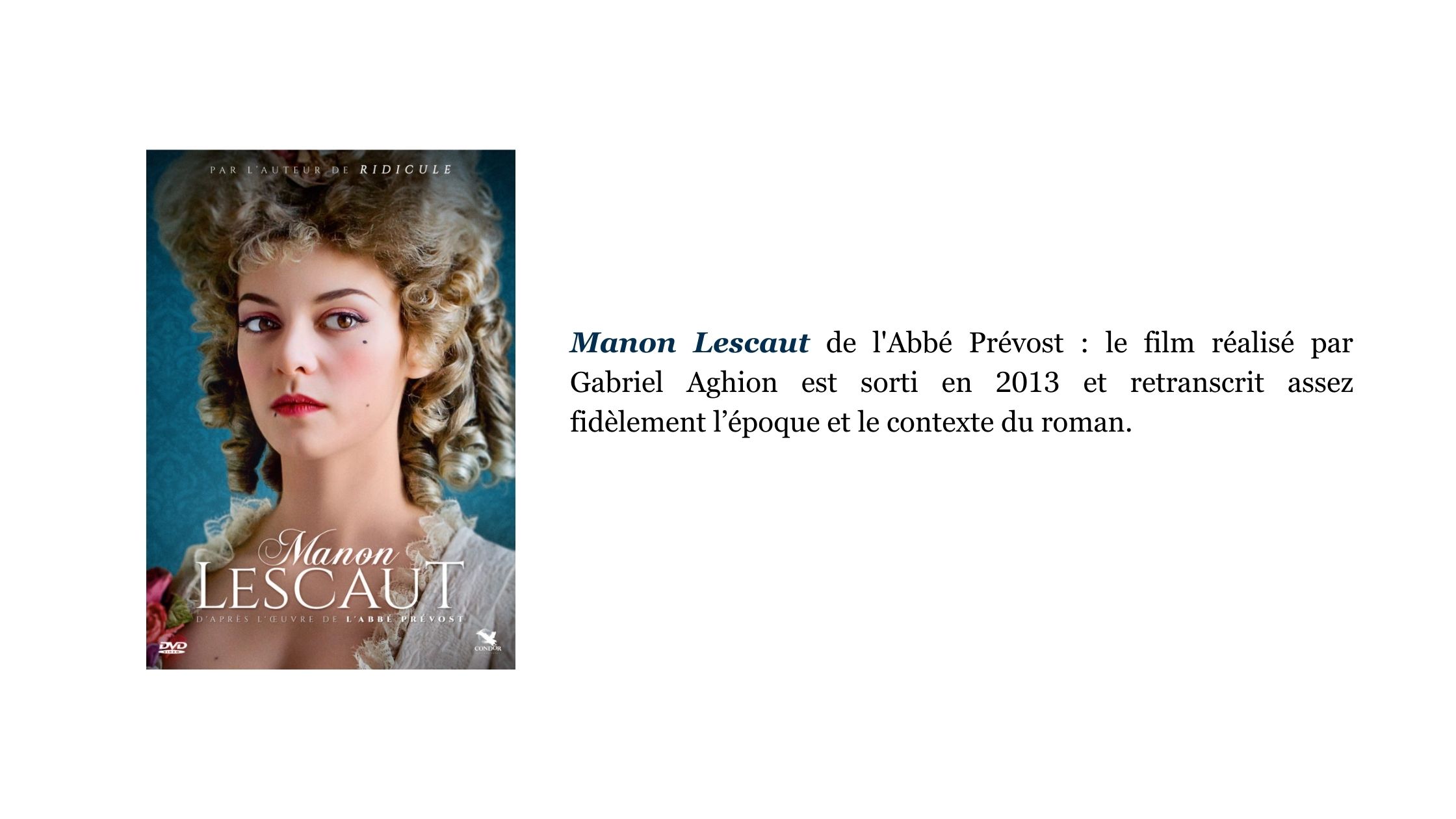 réviser bac de français cinéma Manon Lescaut