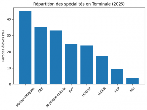 Choix de spécialités au lycée en 2025