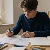 Élève de lycée analysant un texte avec annotations pour développer une lecture profonde